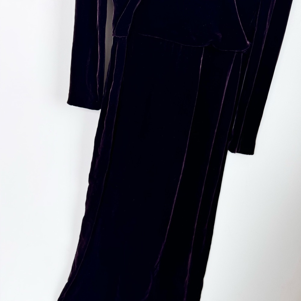 Vintage Jones New York Evening Velvet Dark Purple Long Sleeve Maxi Dress Sz 14 - Picture 9 of 9